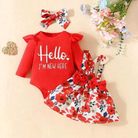

uublik Toddler Girls Clothes Sets Long Sleeve Casual Button Top With Plaid Skirt Knot Hairband Three Piece Set
