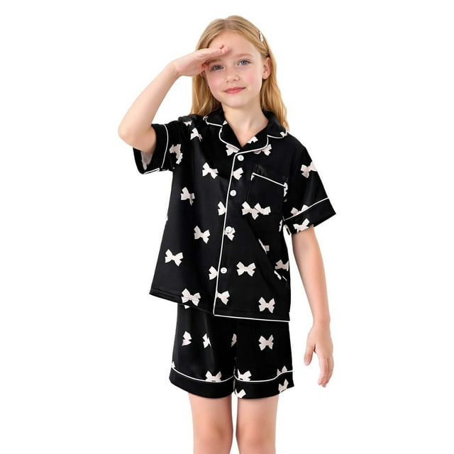 Pyjama Confortable à Manches Courtes Imprimé - Léger, pour Enfants Moyens à Grands