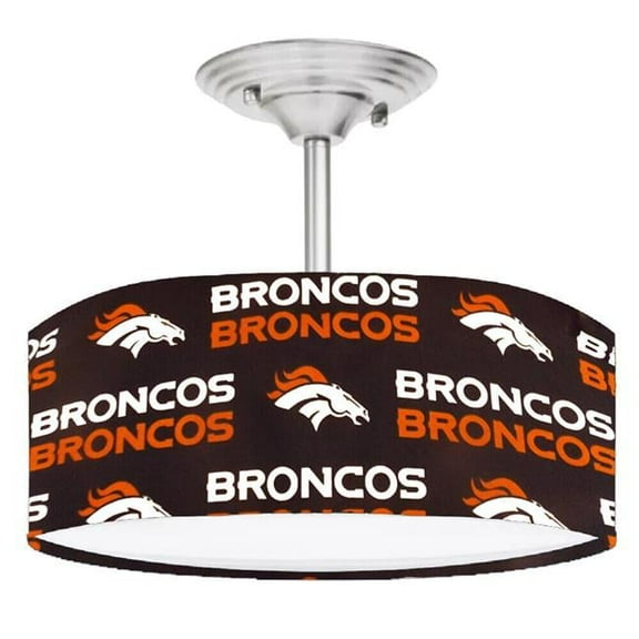 888 Cool Fans DR-0001347 Broncos NFL Football Brushed Nickel Drum Style LED Lamp Fixture