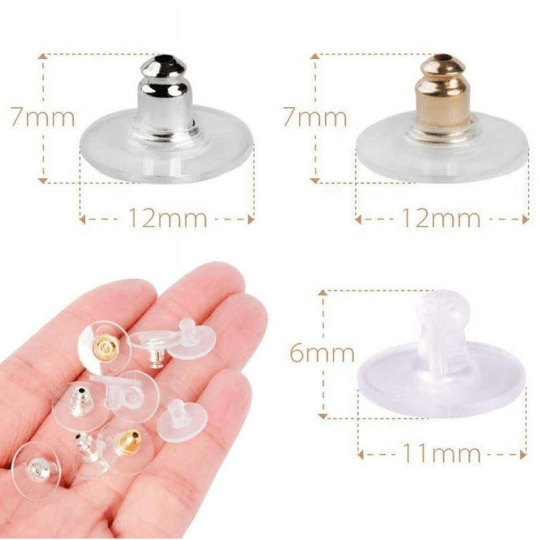 100 Pairs Bullet Clutch Earring Backs with Pad Earring Safety Backs (Silver)