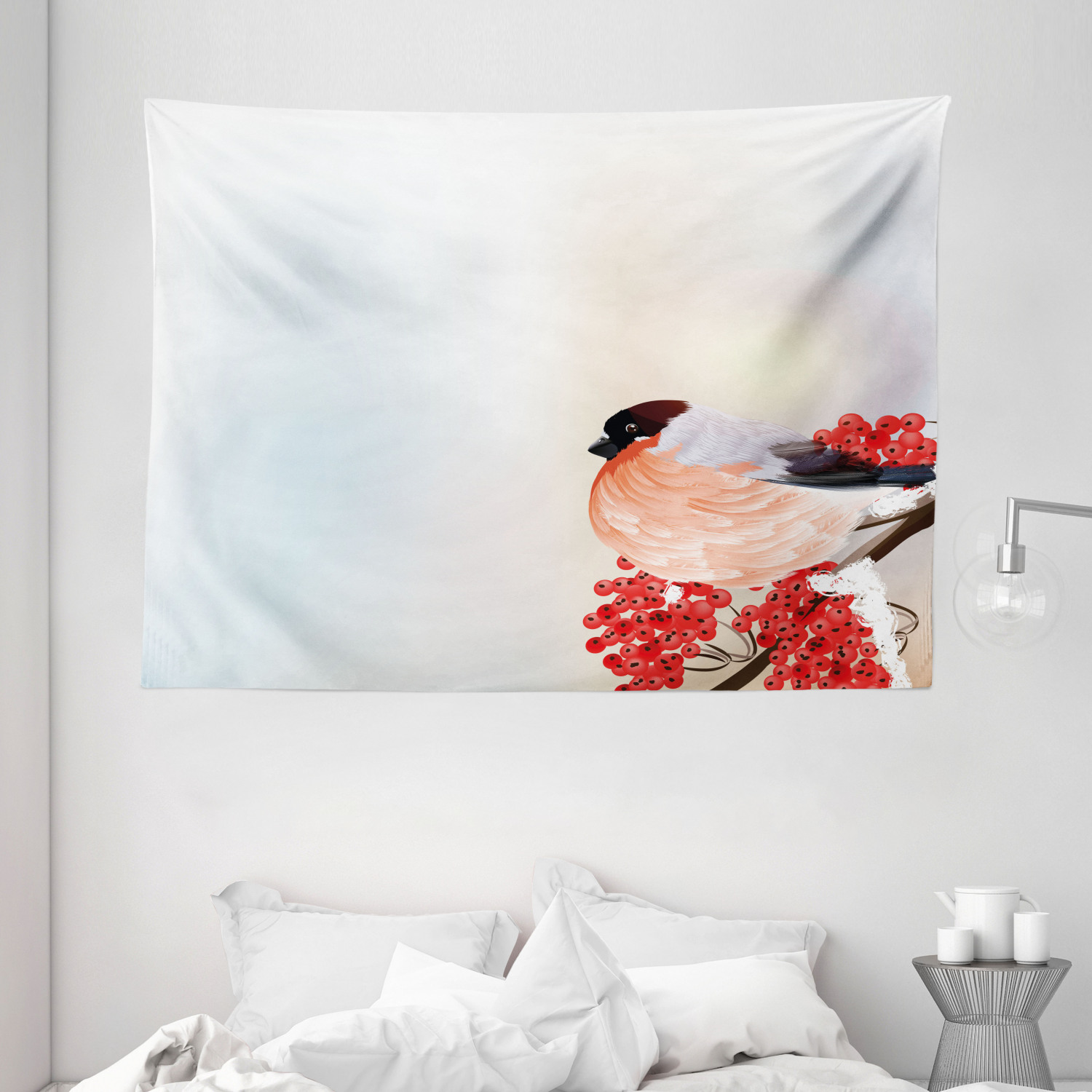 Rowan Tapestry, Christmas Themed Corner Composition with Bird Sitting