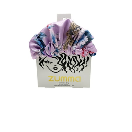Zumma Adjustable Satin Sleep Cap, Pink Multicolor Print