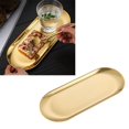 thumbnail image 4 of Stainless Steel Oval Tray Prevent Slip Flat Bottom Thickened Decorative Gold Storage Tray for Kitchen Vanity Bathroom, 4 of 7
