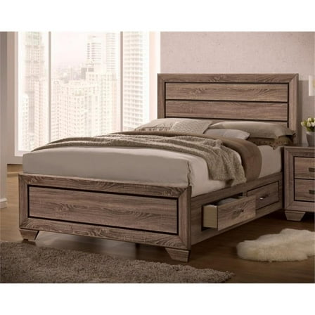 Maklaine 78.75" x 84.75" Wood Eastern King Storage Platform Bed in Gray