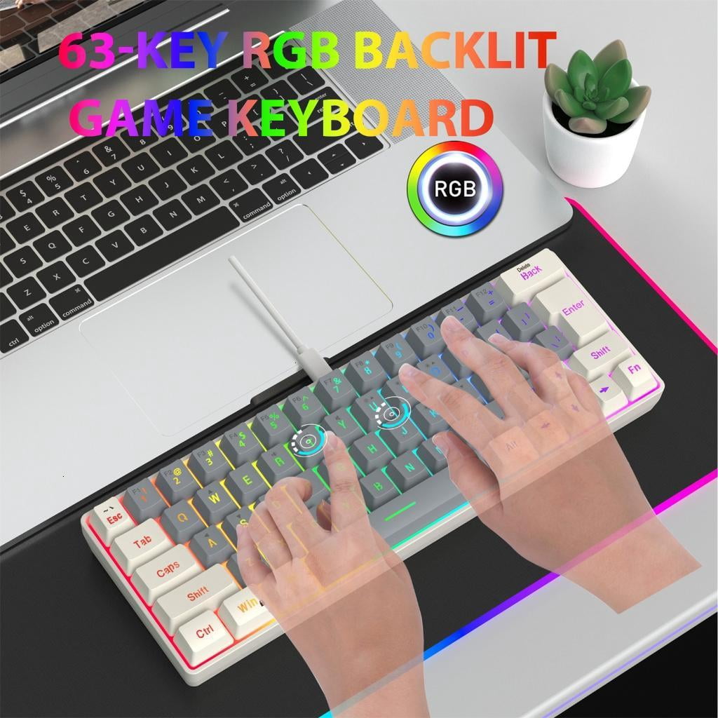 Gaming Mechanical Keyboard Blue Backlits 63 Corded Keyboard LED Gaming Keyboard for Computer Laptop