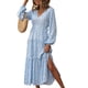 thumbnail image 3 of Vestido con abertura lateral, vestido largo para mujer, vestido con volante en V, vestido largo con flores, rendimiento comprobado, 3 of 6