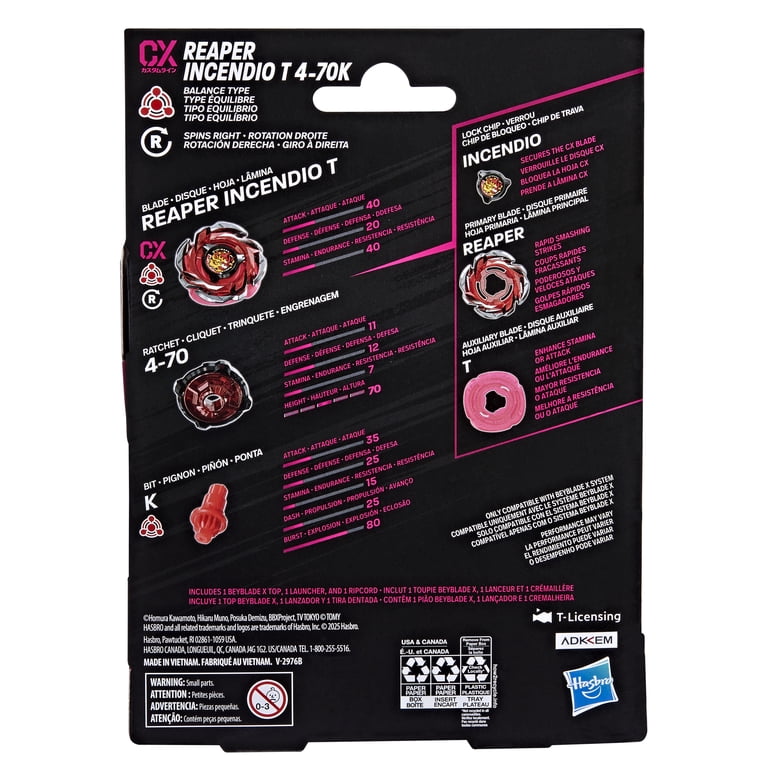 Beyblade X Reaper Incendio T 4-70K CX Starter Pack Set with