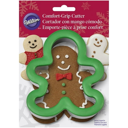 Gingerbread Boy Comfort Grip Cookie CutterRubber Cushion Protects Hand. By