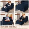 thumbnail image 6 of FFH Oversized Accent Chair with Ottoman, Lounge Chair Chenille Armchair Indoor, Cloud Sofa Chair for Living Room, Bedroom, Blue, 6 of 7