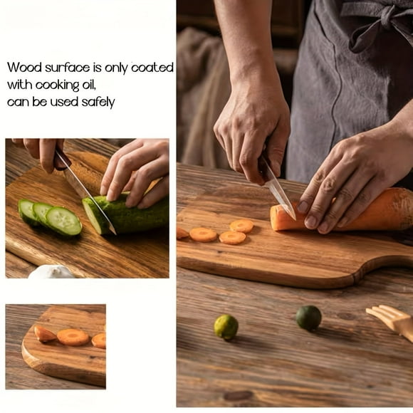1pc Rustic Acacia Wood Cutting Board - Durable, Versatile Kitchen Essential for Slicing, Serving, and Entertaining - Perfect for Meat, Cheese, Bread, Veggies, Fruits, and Charcuterie - Convenient Hand