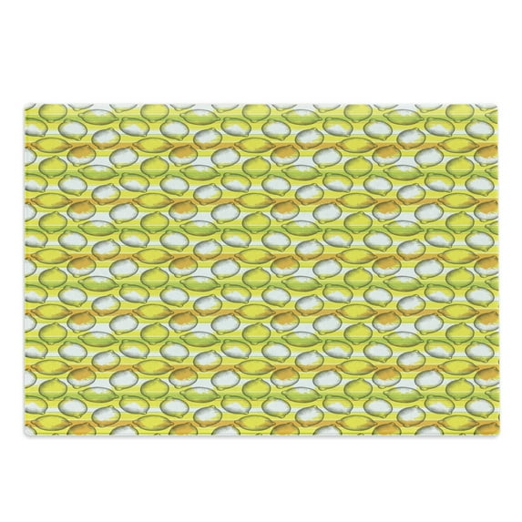 Lemon Cutting Board, Dotted Fresh Citrus Fruits Pattern with Horizontal Stripes with Summer Season Colors, Decorative Tempered Glass Cutting and Serving Board, in 3 Sizes, by Ambesonne