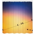 thumbnail image 2 of Bird on a Wire Shower Curtain, Pattern of Romantic Sunset Scenery with Animal Silhouettes, Fabric Bathroom Set with Hooks, 69W X 75L Inches Long, Cobalt Blue and Multicolor, by Ambesonne, 2 of 2