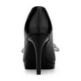 thumbnail image 4 of BLISSFUL STEP Women's Rhinestone Crystal Bow Pointy Toe Stiletto Heel Pumps Black 6.5, 4 of 8