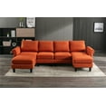 thumbnail image 2 of U-shaped Sectional Sofa, 108.6inch Modular Sectional Couches with Chaise and Ottoman, Modern Linen Fabric Convertible Sofa with Soft Padded Seat for Living Room, Orange, 2 of 7