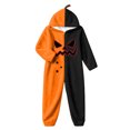 thumbnail image 6 of Halloween Onesie Adult Pumpkin Hooded Long Sleeve Flannel One Piece Jumpsuit, Oversized Loose Sleepwear Loungewear Outfit for Halloween Party, 6 of 6