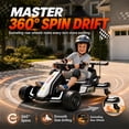 thumbnail image 3 of Conchico 12V Electric Drift Go Kart for Kids, Powered Ride on Toy Car with Rear Swivel Wheels, Water Spray Function, Cup Holder for Boys Girls Ages 3-8, White, 3 of 9