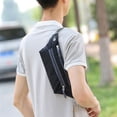 thumbnail image 4 of Riñonera deportiva para hombre, para deportes al aire libre, para correr, fitness, impermeable, para teléfono móvil, color negro, 4 of 5
