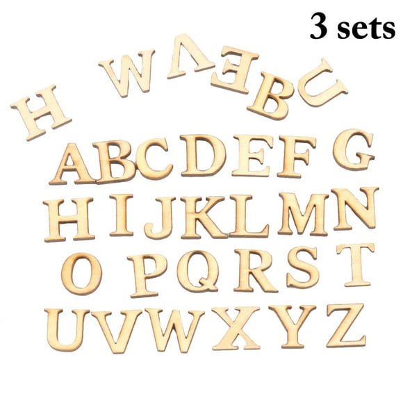 3 Sets Wood Cutout DIY Letter Shape Multi-purpose Wood Slice Craft Embellishment