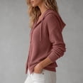 thumbnail image 6 of thefmos Women's Fall Winter Knitted Cardigan Long Sleeve Button Down Hooded Drawstring Casual Coat Loose Fit Trendy Outerwear, Pink M, 6 of 6
