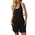 thumbnail image 3 of Combinaison Décontractée d'Été pour Femmes Sans Manches, Ample, Col Ras du Cou, Short, Salopette de Détente, Combinaison avec Poches, Vêtements 2025, 3 of 9