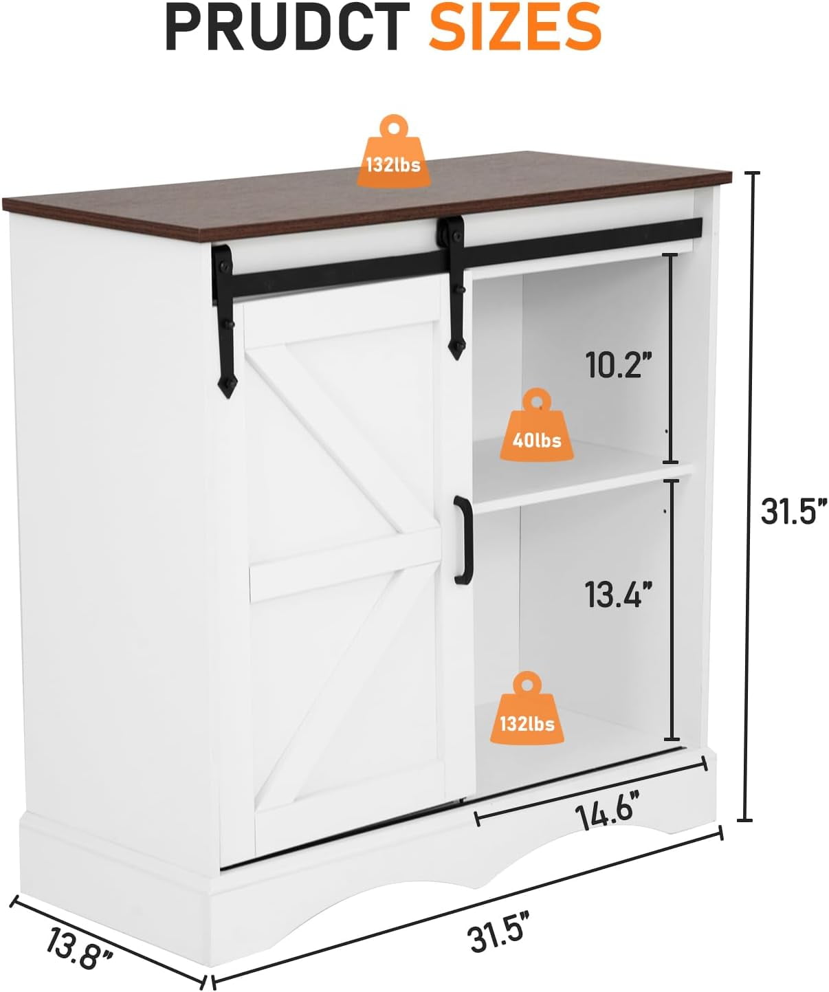Chvans 31.5" Farmhouse Coffee Bar Cabinet with Storage, Aquarium Stand Fish Tank Table, Grey Accent Cabinets for Living Room, Entryway, White