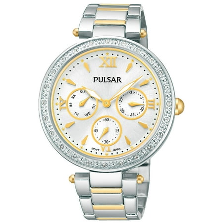 Pulsar PP6109 Women's Night Out Swarovski Crystal Accented Bezel Silver Dial Watch