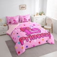 thumbnail image 2 of spefrowx Dreamy Princess L Letter Twin Bedding for Kids, Kawaii Cartoon Stars Bow Bedding Comforter Set, Pink Reversible, 7-Piece, 2 of 6