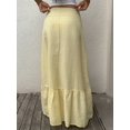 thumbnail image 2 of Womens Yellow Striped Maxi Skirt With Ruffle Hem Casual Flowing Skirt, 2 of 5