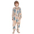 thumbnail image 2 of Soft Big Kids Onesie Pajamas Cozy Loose-Fit Jumpsuits for kids with Pockets for Christmas Lounge & Play Blue Flowers and Pink Leaves, 2 of 8