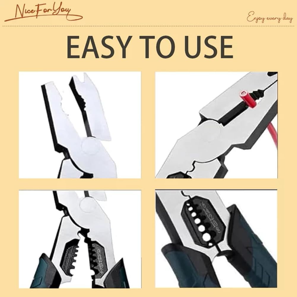 Industrial-Grade 9-in-1 Multi-Function Cutting Pliers - Nail Puller, Wire Cutter, Stripper, Crimper, Professional Tool for Home Repair(RL 1 PC)