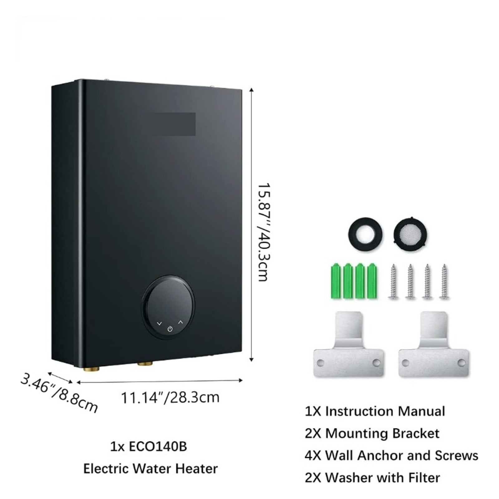 Electric Tankless Water Heater, Instant Hot Water Heater On Demand Point Of Use Hot Water Heater Self-Modulation Black ,Safety Protections
