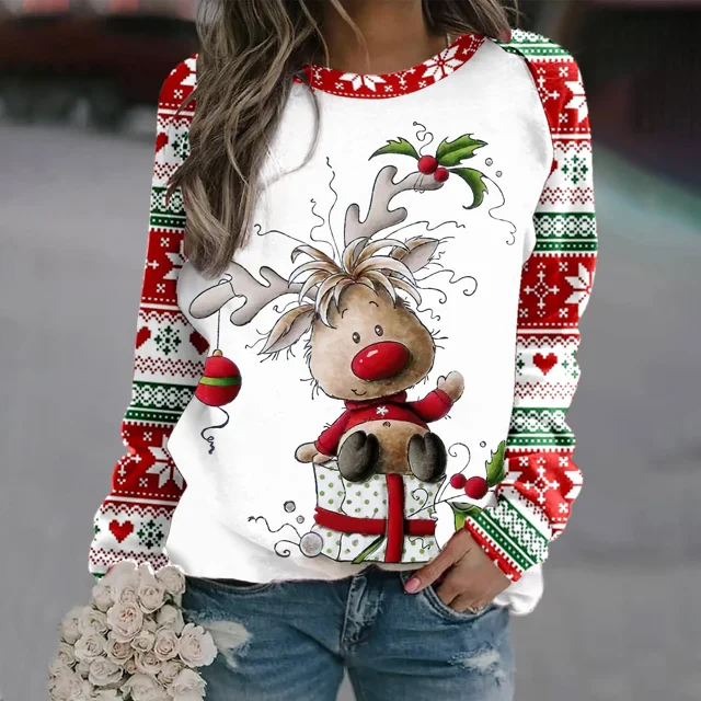 2024 suéter unisex del cuello redondo de la venta caliente suéter impreso 3D del estilo de la Navidad