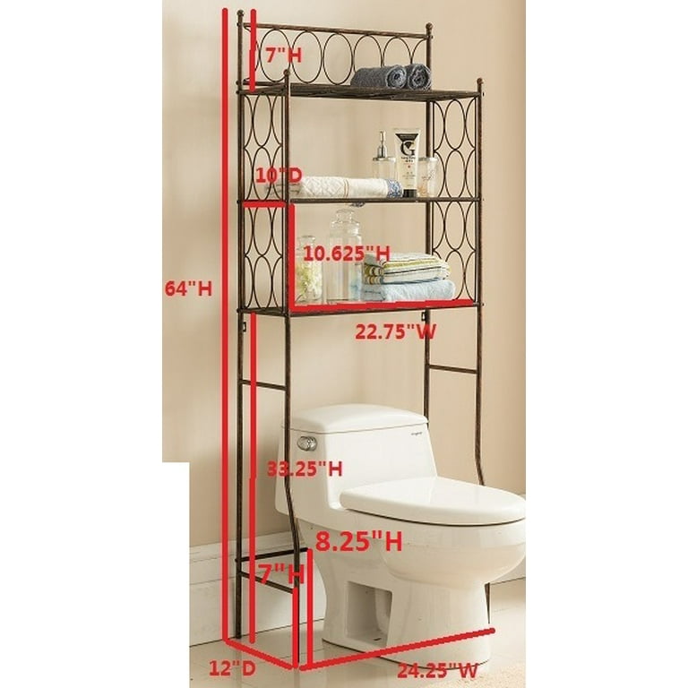 3-Piece Over-the-Toilet Bathroom Organizer Set (Brushed Nickel Finish)
