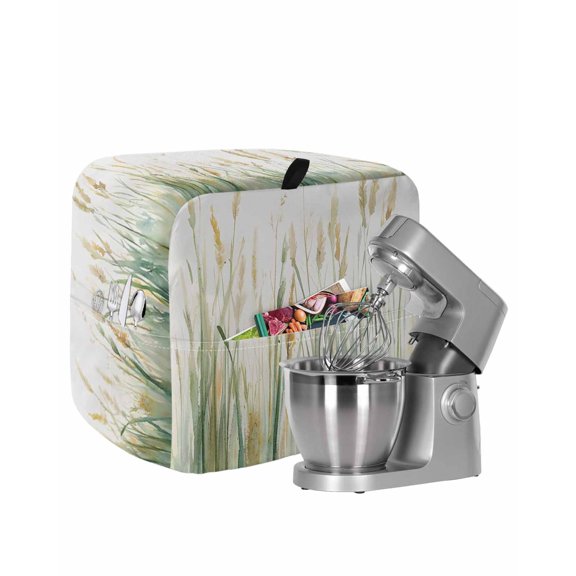 Vintage Green Leaf Stand Mixer Dust Cover with Storage Pocket & Handles, Spring Country Watercolor Plant Fits All Tilt Head & Bowl Lift Kitchen Appliance Cover Organizer Bag Accessories, 4.5-5 Quart
