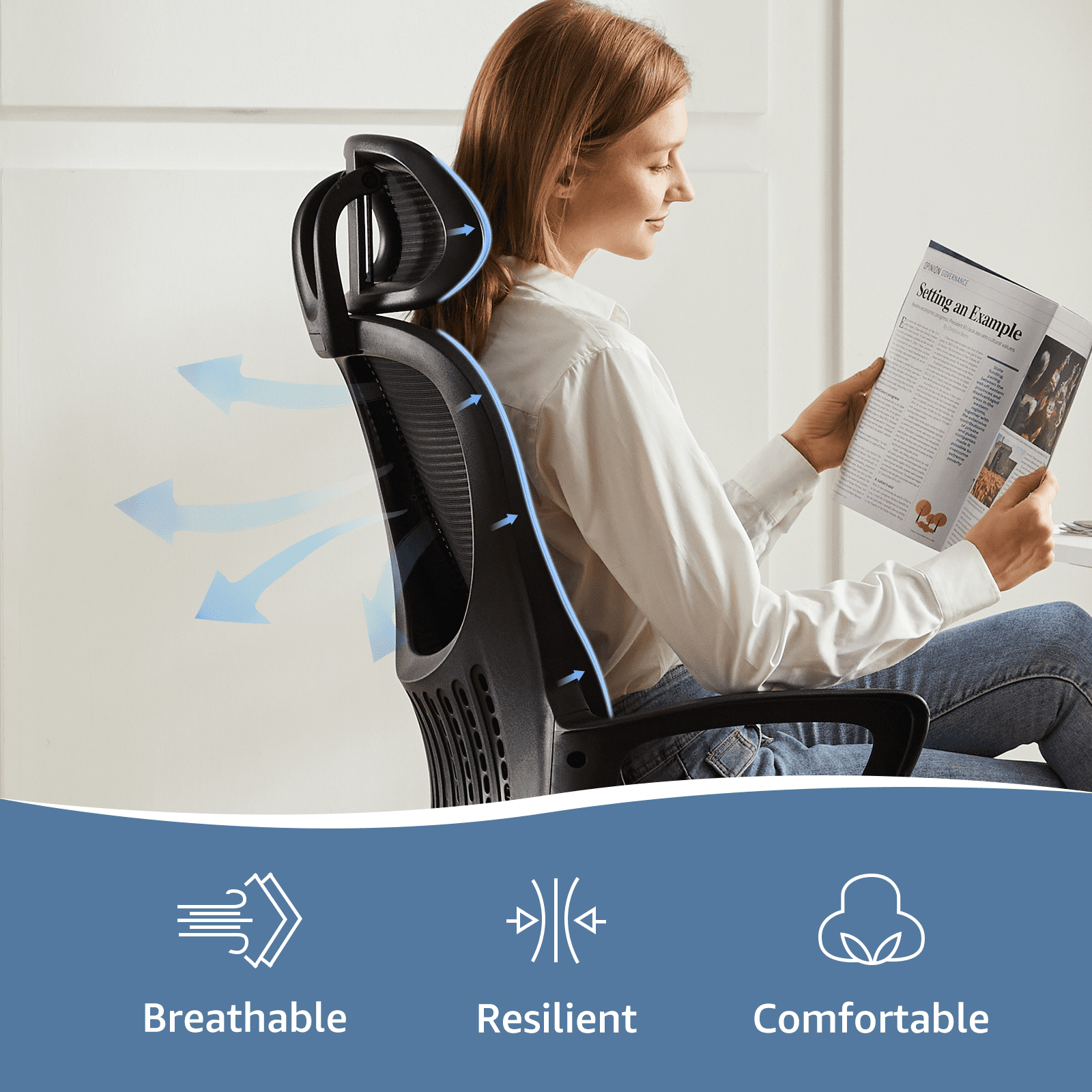 MAYEERTY Ergonomic Office Chair for Standing Desk with Adjustable Height, Computer Desk Chairs, Black