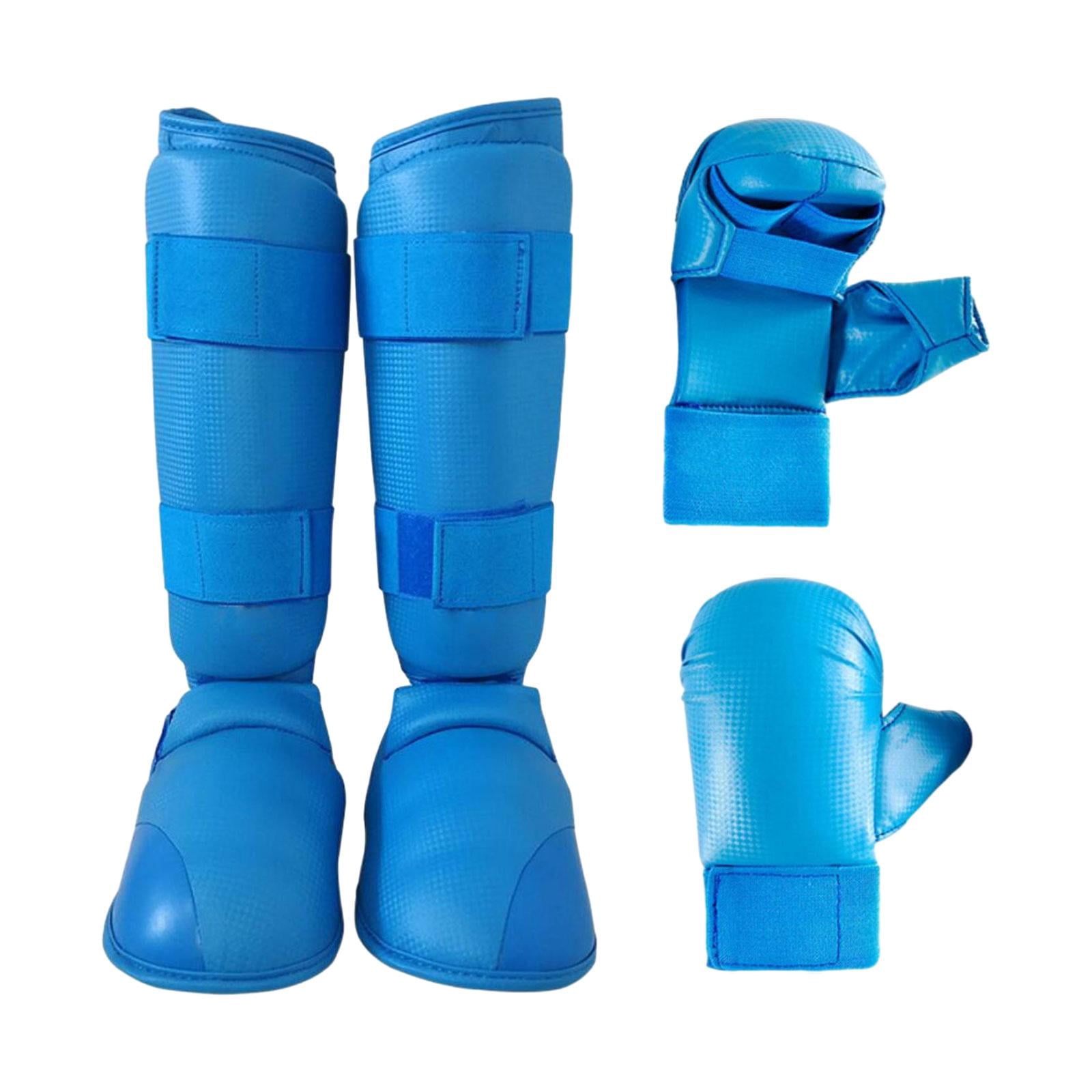 BAOSITY Karate Sparring Gear Set Boxing Gloves Shin Guards Taekwondo Training Punch Mitts, Punching Gloves Equipment for Mma Sparring M