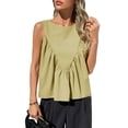thumbnail image 4 of Womens Peplum Babydoll Tank Tops Summer Sleeveless Loose T Shirts Casual Shirred Flowy Tops, 4 of 6