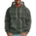 thumbnail image 2 of Men's Loose Fit Plaid Print Hoodie, Casual Long Sleeve Pullover Sweatshirt, Cozy Fleece Streetwear for Fall Winter, Christmas Holiday, Lounge and Casual Wear,Mint Green,XL, 2 of 5