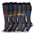 thumbnail image 4 of 6 Pairs Soft Cotton Striped Color Compression Socks for Fitness, Running, Cycling, Exercise, Yoga, 4 of 4