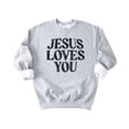 thumbnail image 7 of Jesus Loves You Sweatshirt for Women - Christian Faith Easter Church Distressed Pullover Gray Sweatshirt Adult Large, 7 of 7