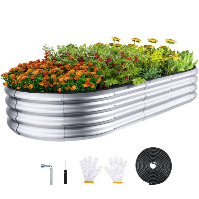 Cama de cultivo elevada Winpull 183x91x30 cm de acero galvanizado ovalada