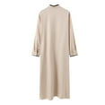 thumbnail image 4 of Celivon Mens Kaftan V Neck Casual Long Sleeve Thobe Loose Arabic Clothing Universal Fit Prayer Hood Ramadan Robes Beige, 4 of 4