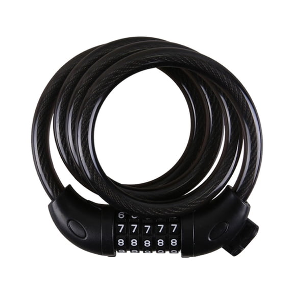 LABSERRON Bike Security Cable Lock Anti Theft Combination Resettable Code Manganese Steel 6Mm 900Mm 1Set Black