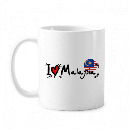 

I Love Malaysia Word Flag Love Heart Illustration Mug Pottery Cerac Coffee Porcelain Cup Tableware