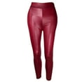 thumbnail image 2 of Baberdicy Women's Pants Fashion Womens Solid Splice Casual Trousers Leather Tight Leggings Pants Leather Pants Red, 2 of 3
