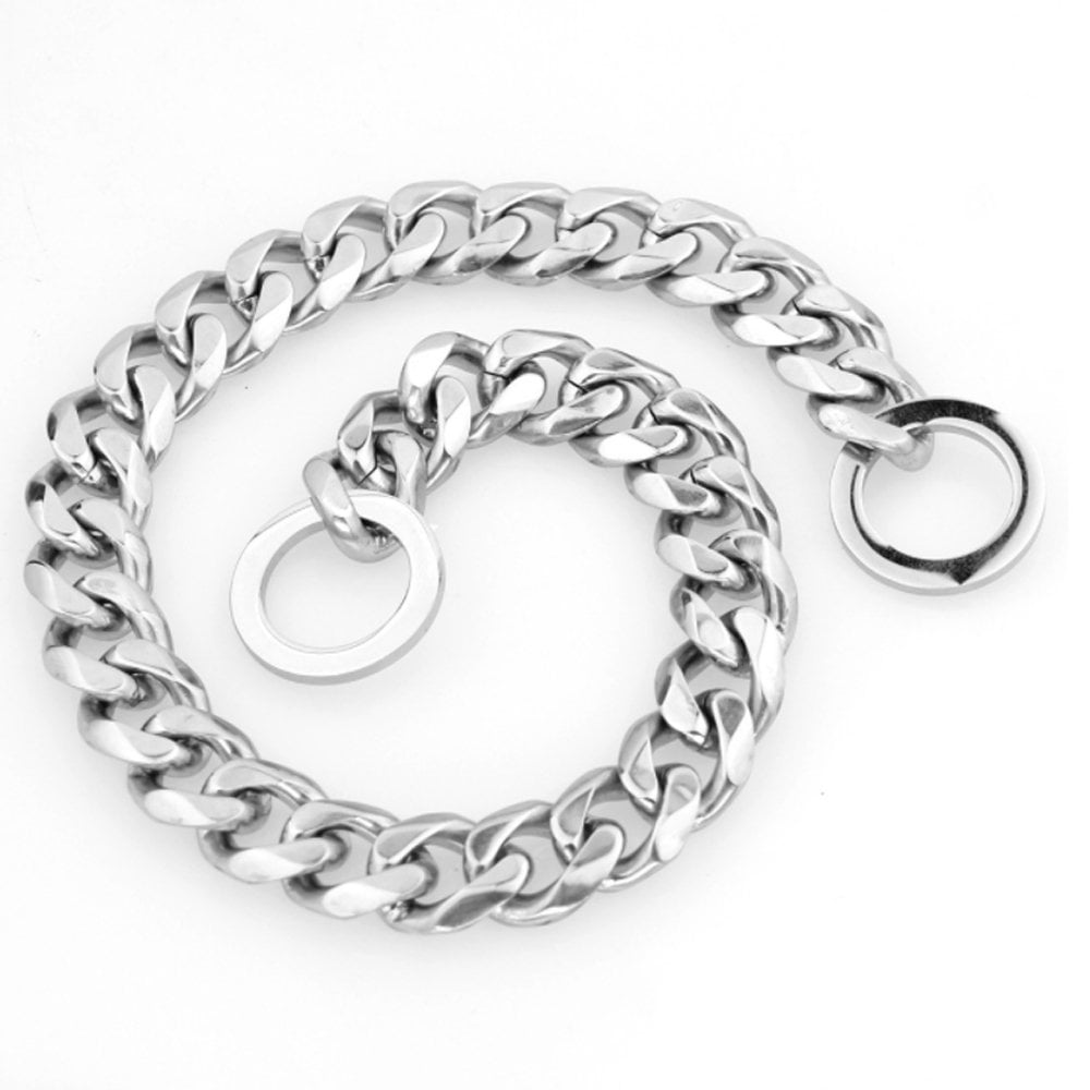 Mictong 27.5-inch stainless steel large dog collar, dog chain necklace, silver, 1 piece