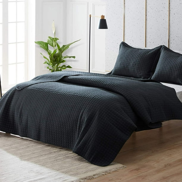 Western Home Quilt Set King Size 106x96 Black Lightweight