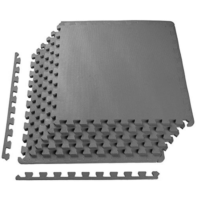 BalanceFrom Puzzle Exercise Mat with EVA Foam Interlocking Tiles, Gray