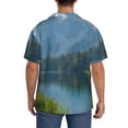 thumbnail image 3 of Wukai Majestic Deer Mountain Lake Men's Casual Short-Sleeve Button Down Shirt,Cuban Shirts for Men,Mens Short Sleeve Dress Shirts-4X-Large, 3 of 5
