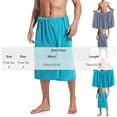 thumbnail image 2 of successthop Bath Skirt Wrap for Men Coral Fleece Homewear Absorption Sleepwear with Pockets After Bath Fall Loungewear, 2 of 5